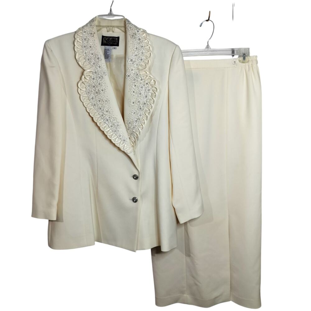 4162) Champagne Italy Elegant 2 pcs Satin, rhinestone Cream Skirt Set Size 12